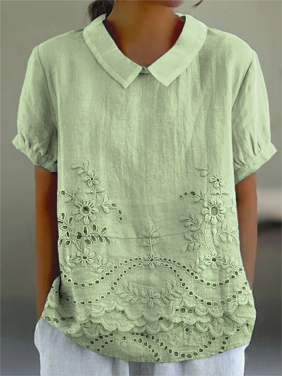 Lily | Floral Embroidery Shirt