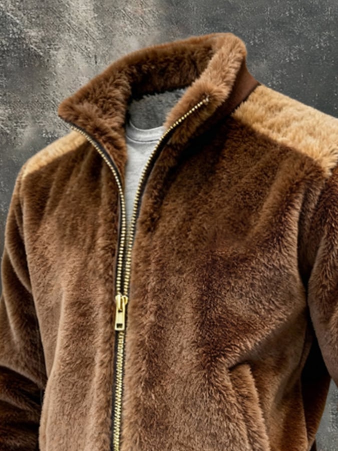 Warm Vintage Plush Outdoor Jacket for Men