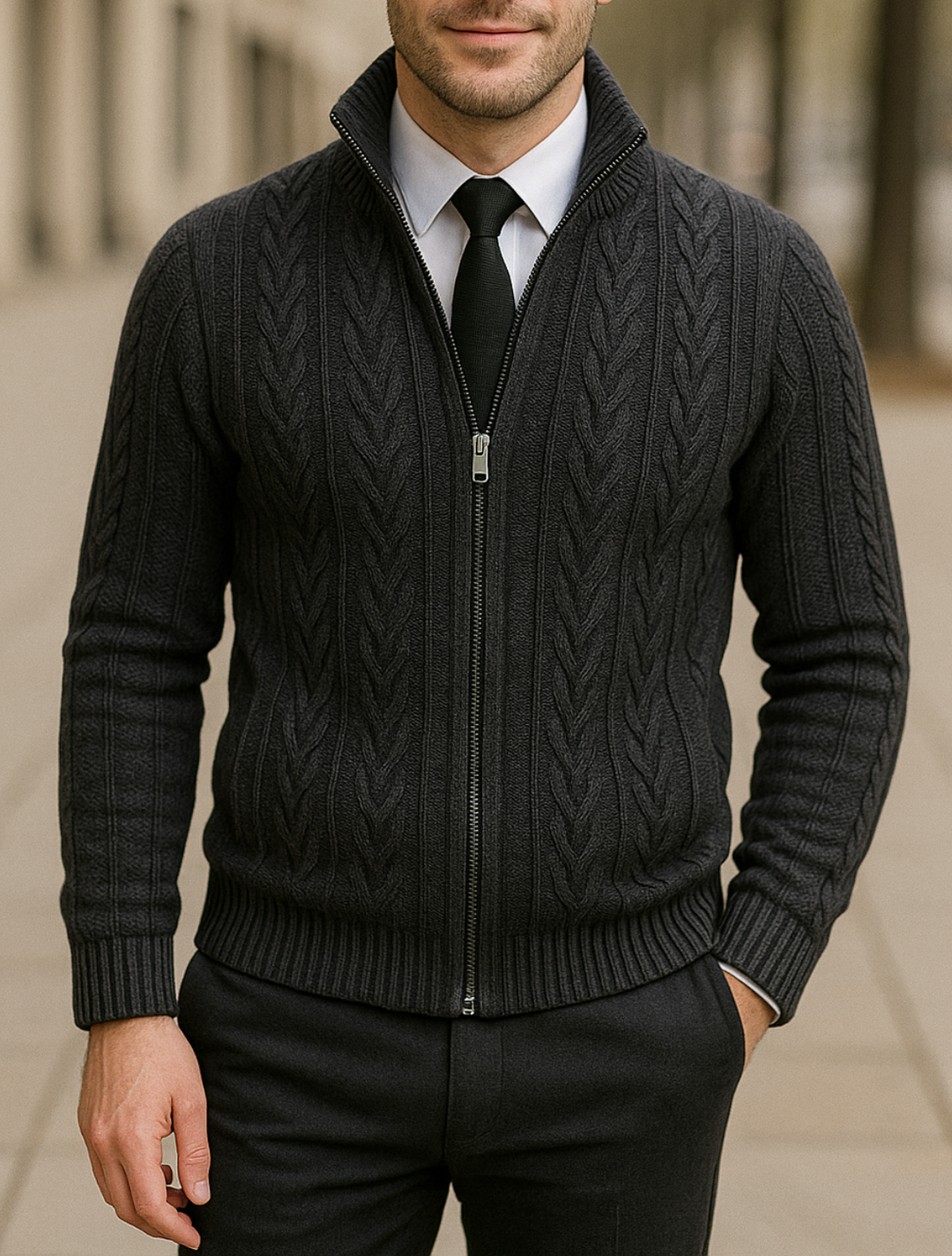 Madison | Knitted Cashmere Winter Gilet with Zip