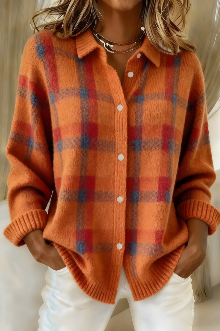Tesa™ | Soft Checked Knit Cardigan