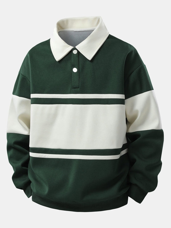 Men's Colourblock Polo Sweater – Casual Relaxed Fit Jumper for Streetwear and Daily Use