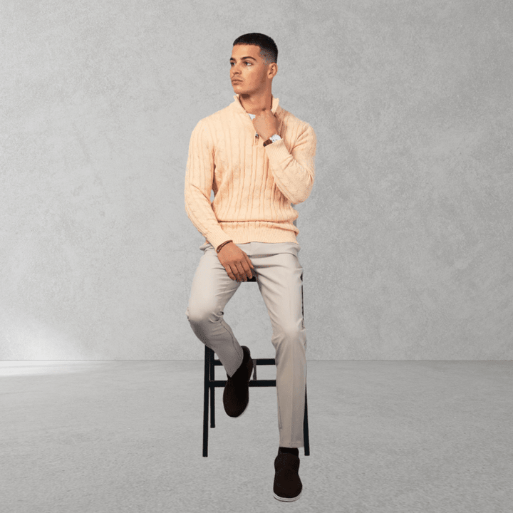 Half Zip Cotton Sweater – Stylish Jumper with Zip Neck