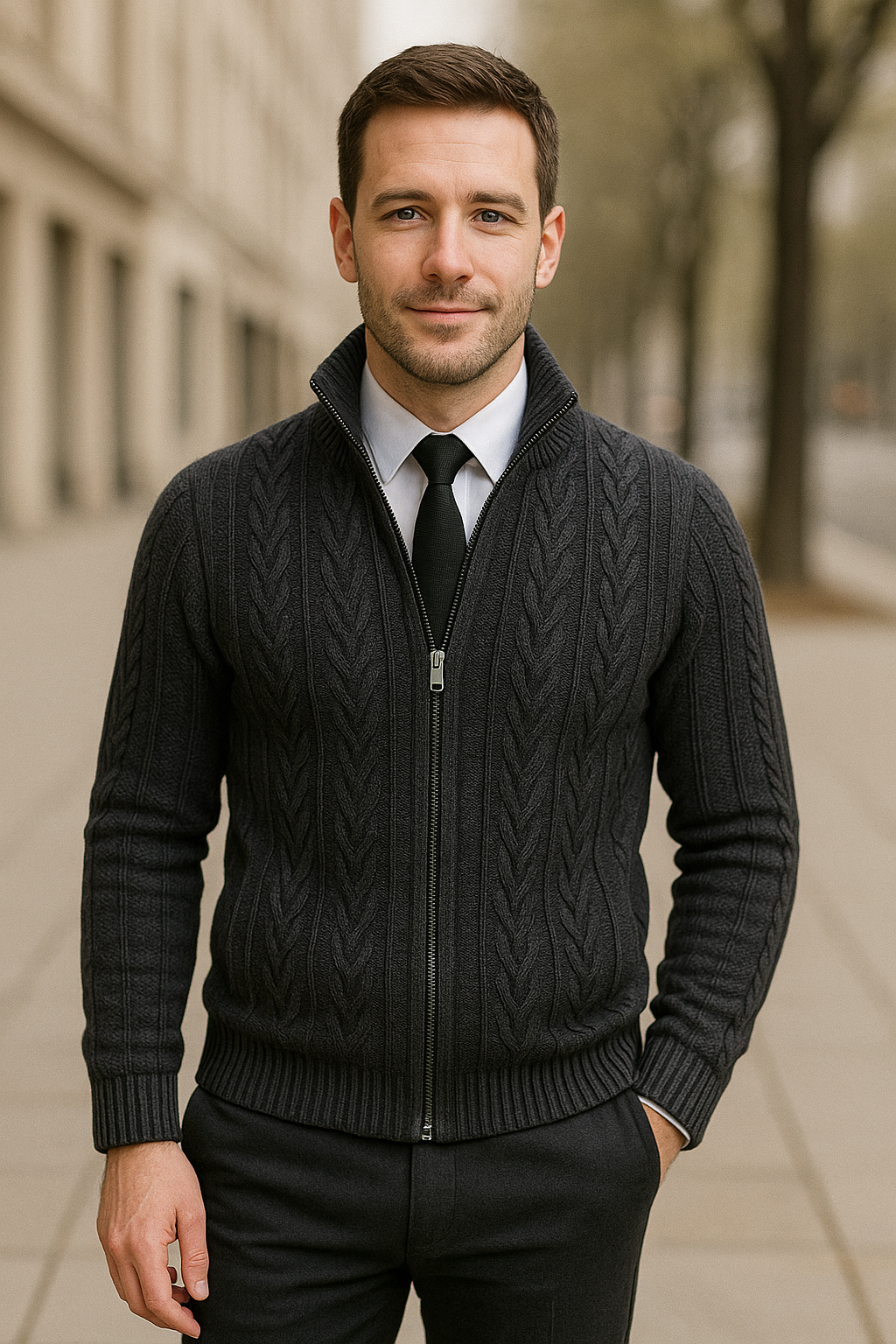 Madison | Knitted Cashmere Winter Gilet with Zip