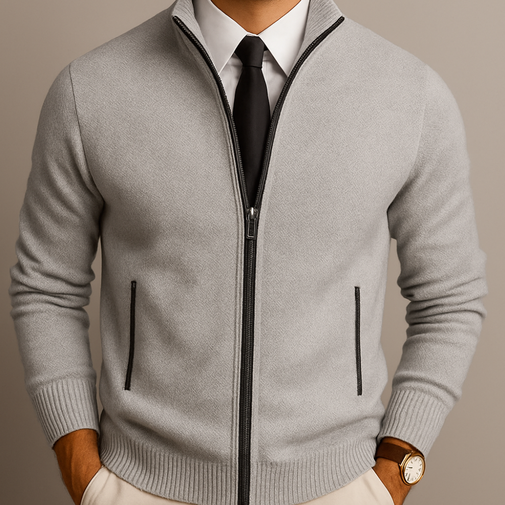 Adrien | Zip-Up Merino Wool Cardigan