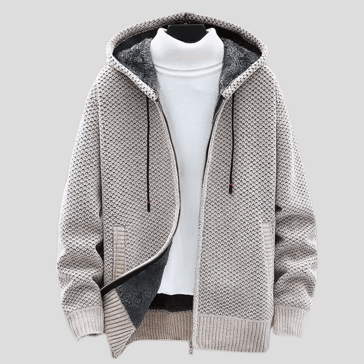 Knitted Hoodie for Men – Warm Hoodie with Fleece Lining & Zip