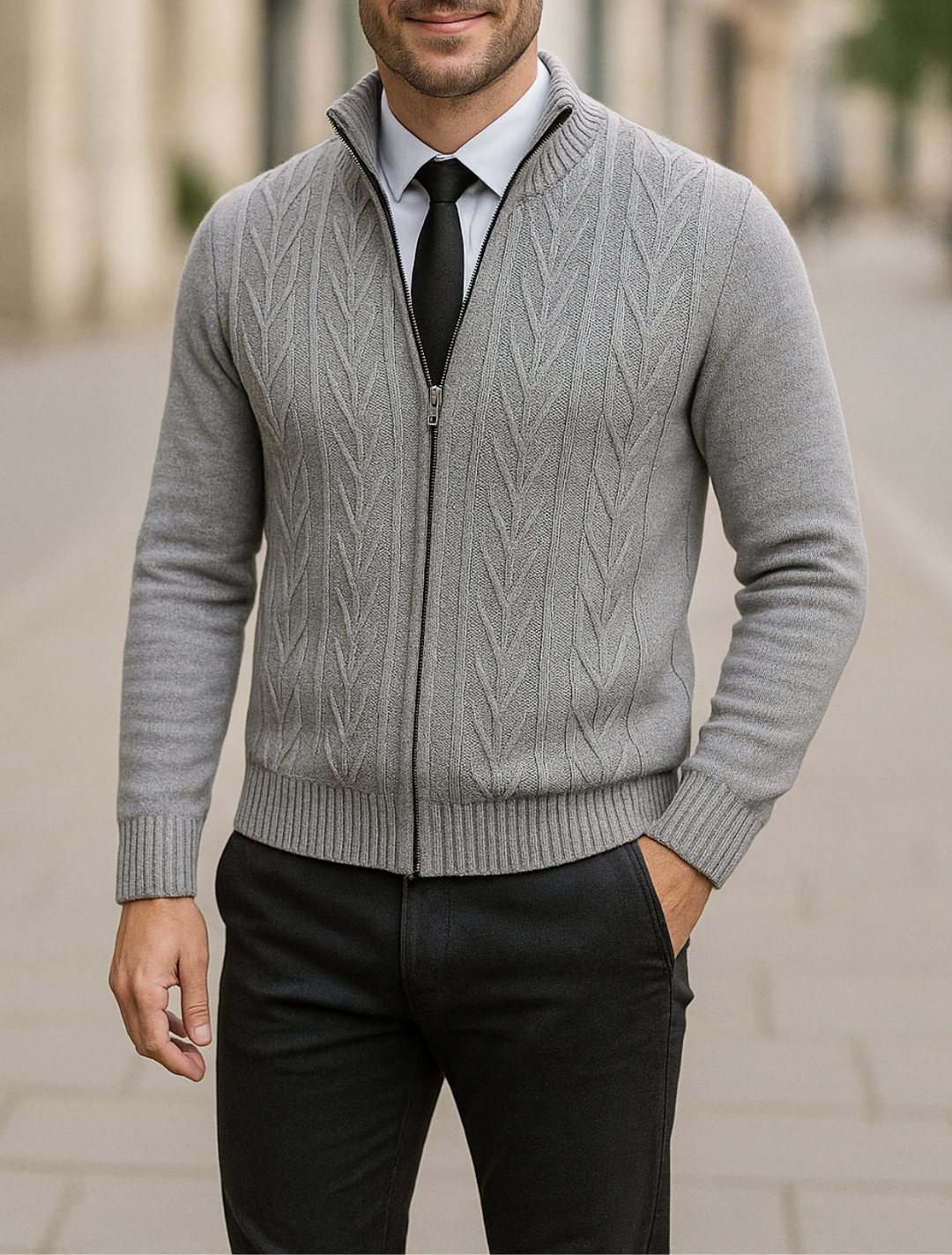 Madison | Knitted Cashmere Winter Gilet with Zip