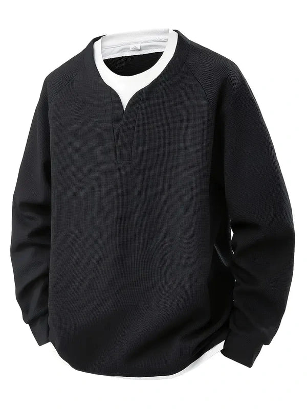 Daily Layered Long Sleeves – 2-in-1 Jumper with Waffle Texture & Comfortable Fit