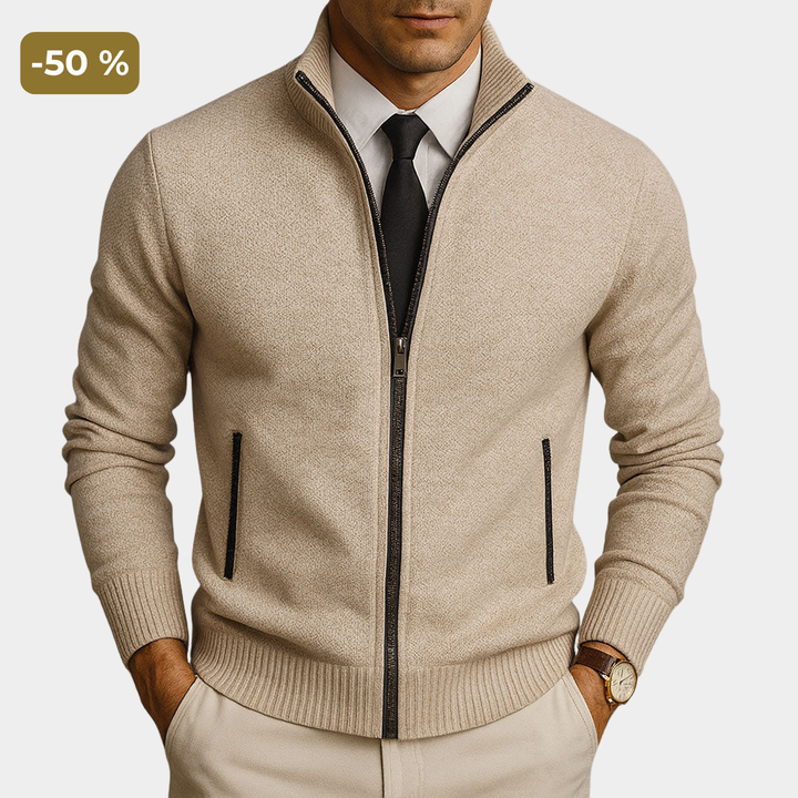 Adrien | Zip-Up Merino Wool Cardigan