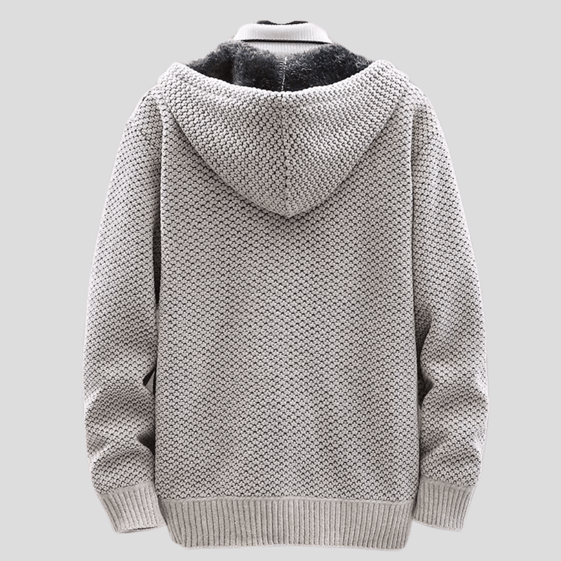 Knitted Hoodie for Men – Warm Hoodie with Fleece Lining & Zip