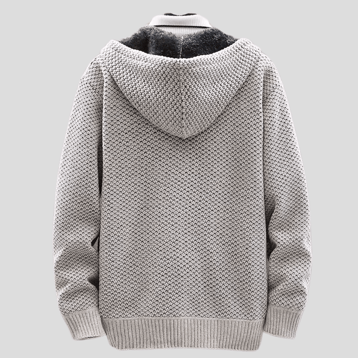 Knitted Hoodie for Men – Warm Hoodie with Fleece Lining & Zip