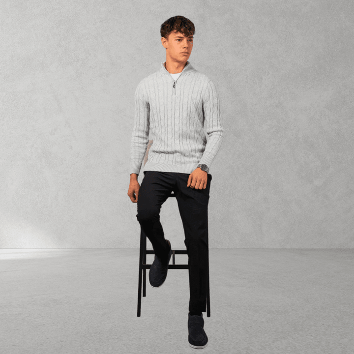 Half Zip Cotton Sweater – Stylish Jumper with Zip Neck