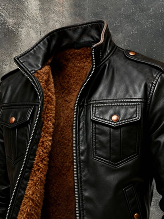 Men's Retro Outdoor Jacket Made from Warm, Soft Leather
