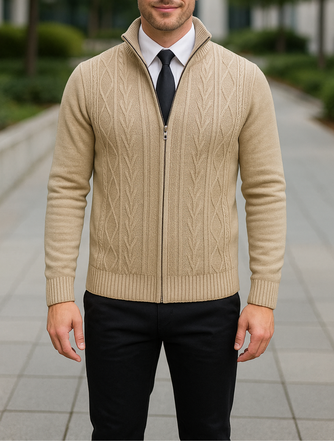 Madison | Knitted Cashmere Winter Gilet with Zip