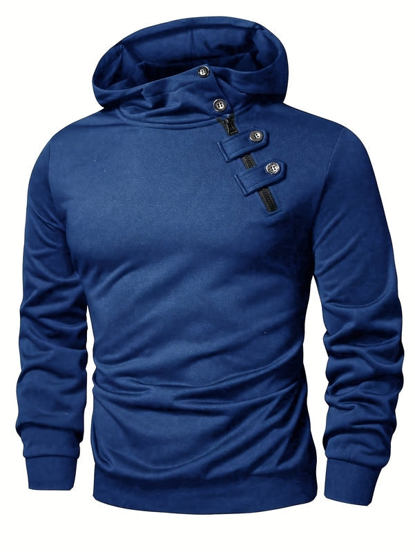 Casual Hoodie with Long Sleeves and Buttons – Comfortable Jumper for Everyday Use