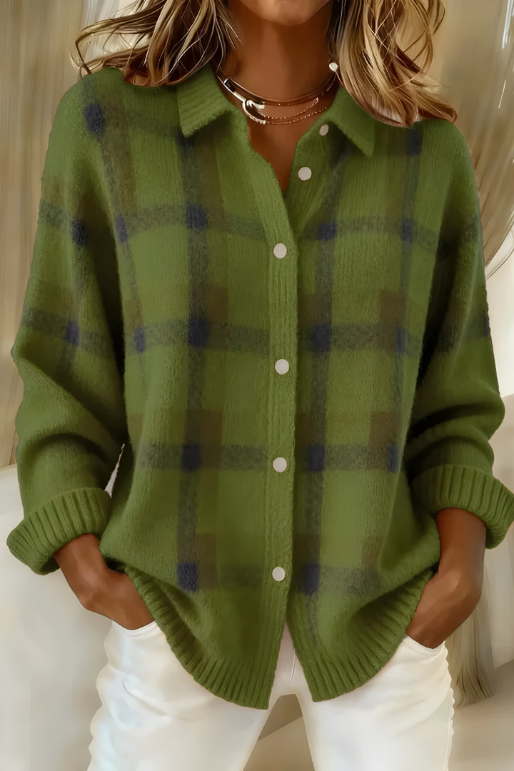 Tesa™ | Soft Checked Knit Cardigan