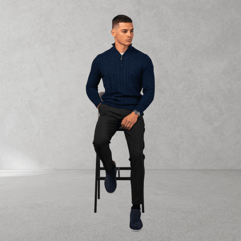 Half Zip Cotton Sweater – Stylish Jumper with Zip Neck