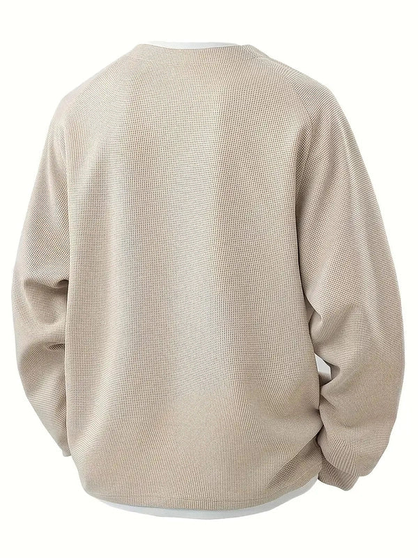 Daily Layered Long Sleeves – 2-in-1 Jumper with Waffle Texture & Comfortable Fit
