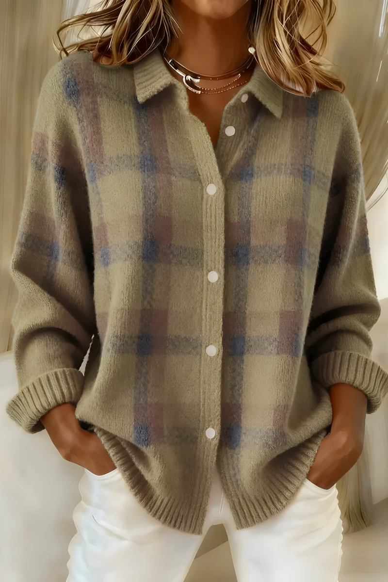 Tesa™ | Soft Checked Knit Cardigan
