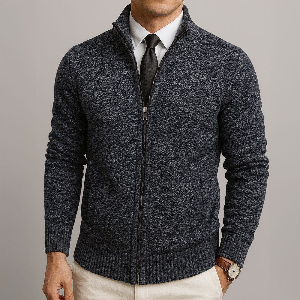Adrien | Zip-Up Merino Wool Cardigan