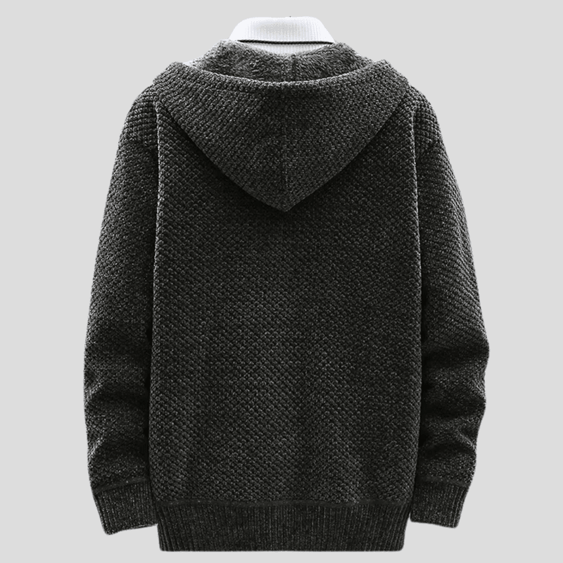 Knitted Hoodie for Men – Warm Hoodie with Fleece Lining & Zip