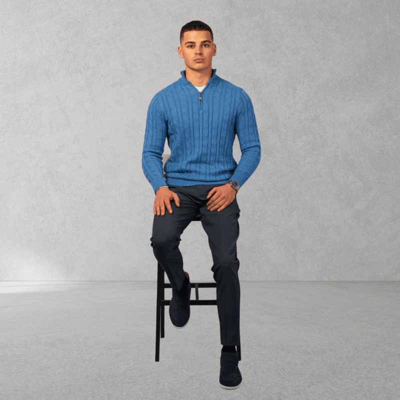 Half Zip Cotton Sweater – Stylish Jumper with Zip Neck