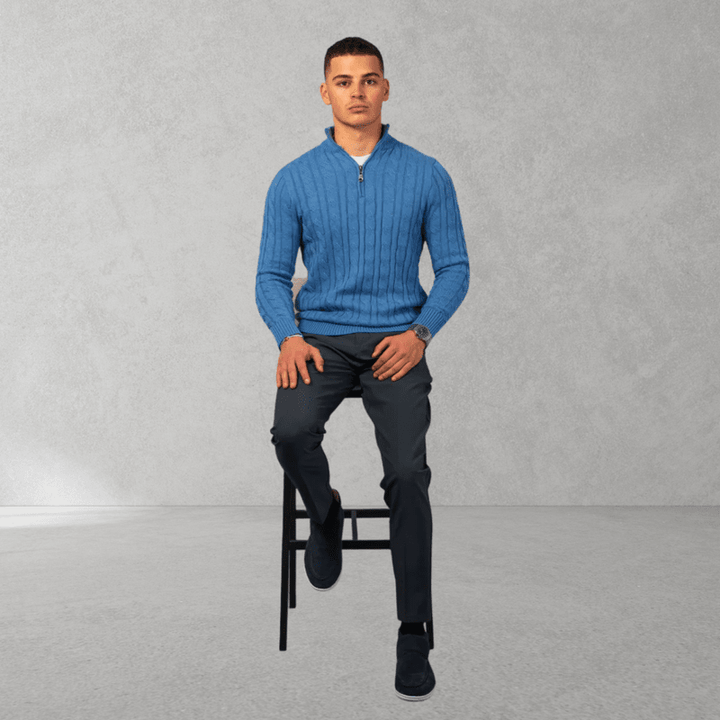 Half Zip Cotton Sweater – Stylish Jumper with Zip Neck