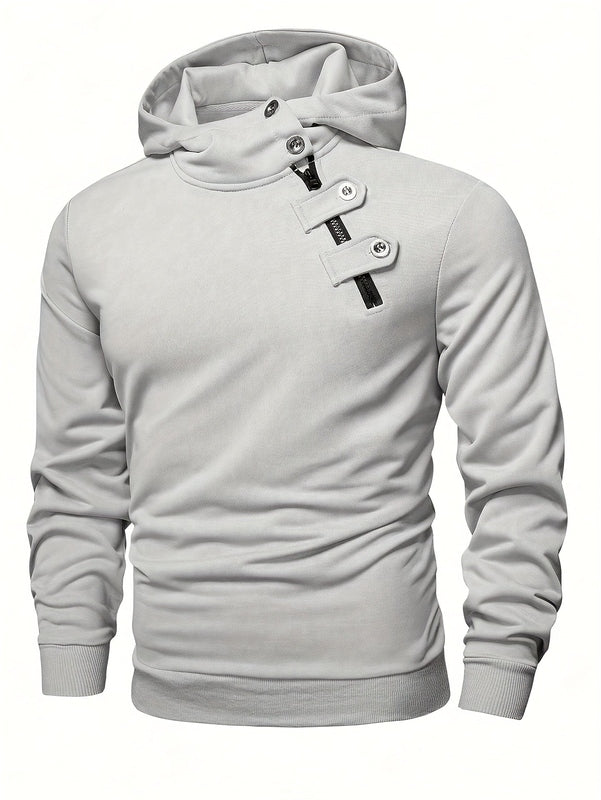 Casual Hoodie with Long Sleeves and Buttons – Comfortable Jumper for Everyday Use
