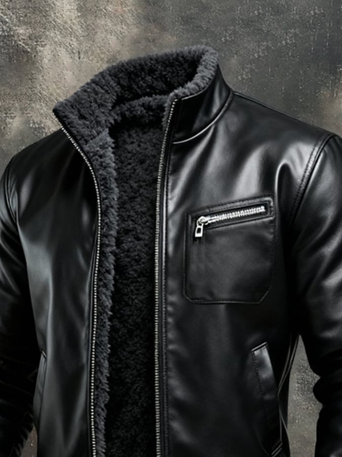 Men's Retro Outdoor Jacket Made of Warm, Soft Leather