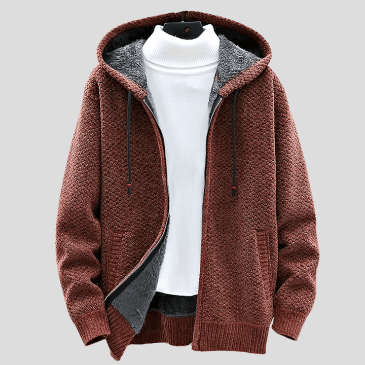 Knitted Hoodie for Men – Warm Hoodie with Fleece Lining & Zip