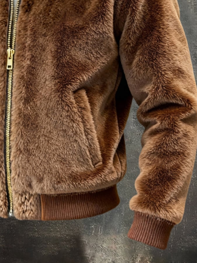Warm Vintage Plush Outdoor Jacket for Men