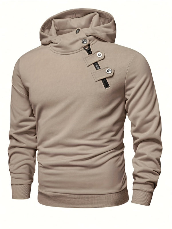 Casual Hoodie with Long Sleeves and Buttons – Comfortable Jumper for Everyday Use