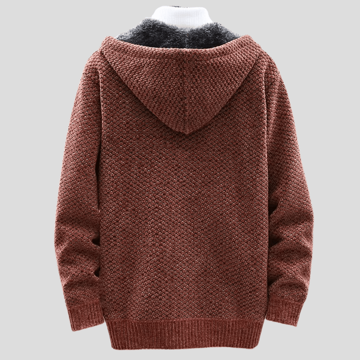 Knitted Hoodie for Men – Warm Hoodie with Fleece Lining & Zip