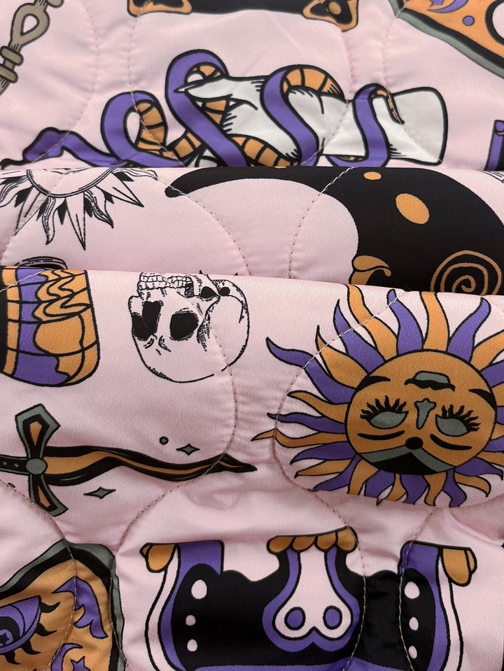 Women's Mystic Symbols Print Quilted Jacket