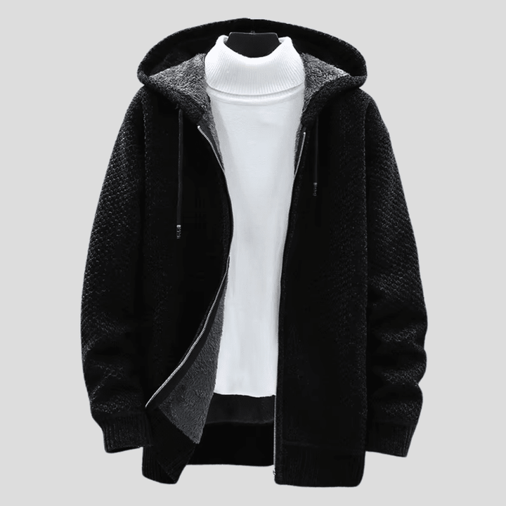 Knitted Hoodie for Men – Warm Hoodie with Fleece Lining & Zip