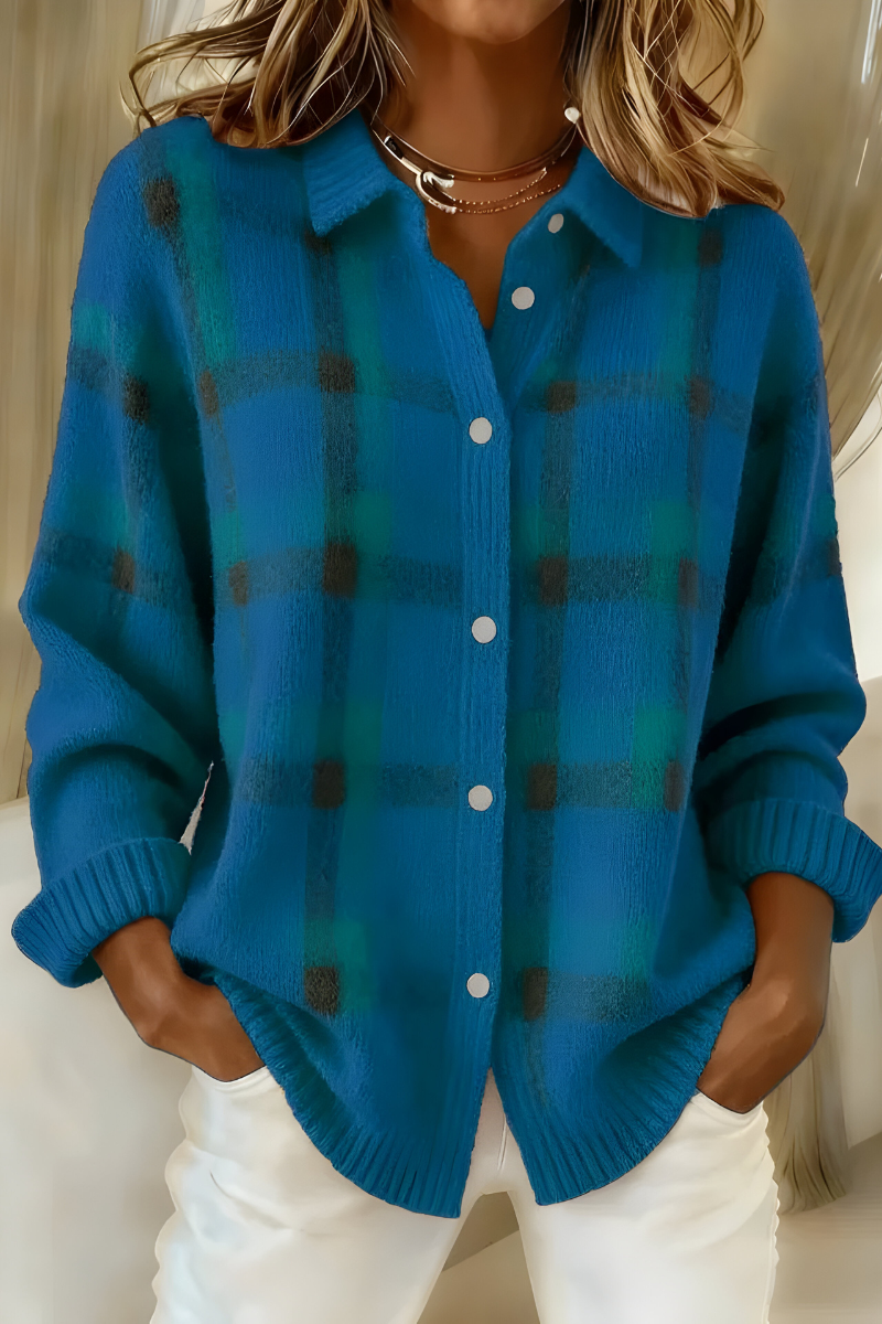 Tesa™ | Soft Checked Knit Cardigan