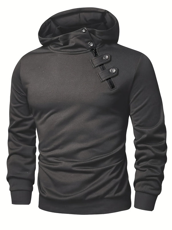 Casual Hoodie with Long Sleeves and Buttons – Comfortable Jumper for Everyday Use