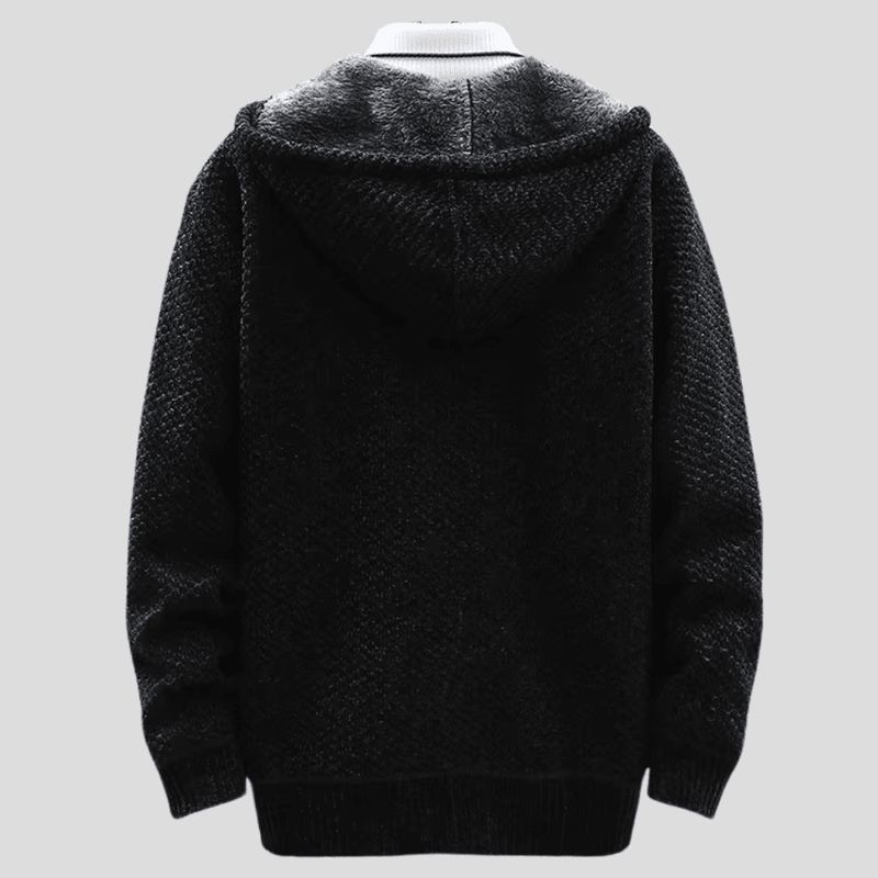 Knitted Hoodie for Men – Warm Hoodie with Fleece Lining & Zip