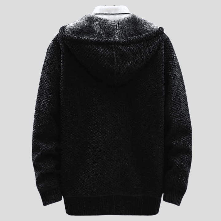 Knitted Hoodie for Men – Warm Hoodie with Fleece Lining & Zip
