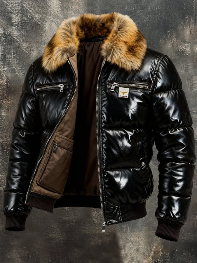 Men’s Retro Quilted Outdoor Jacket Detachable