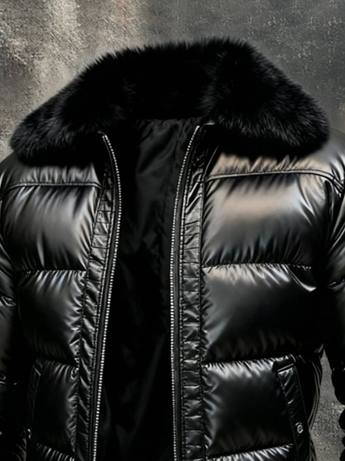 Men’s Retro Warm Outdoor Fur-Collar Coat