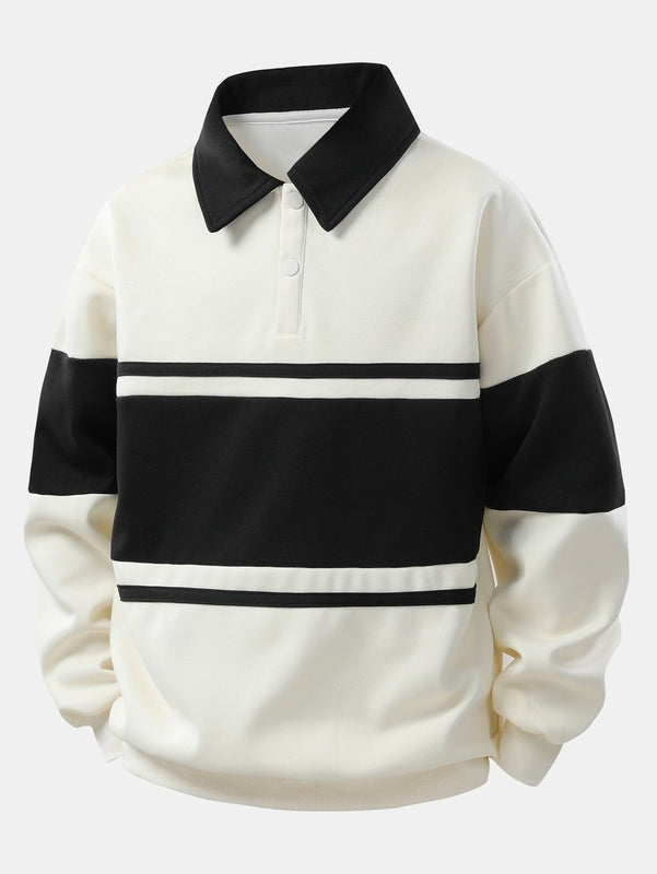 Men's Colourblock Polo Sweater – Casual Relaxed Fit Jumper for Streetwear and Daily Use