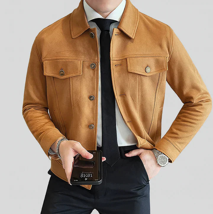 Elegant Suede Jacket with Long Sleeves – Luxury, Comfort, and Timeless Style