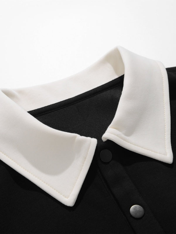 Men's Colourblock Polo Sweater – Casual Relaxed Fit Jumper for Streetwear and Daily Use