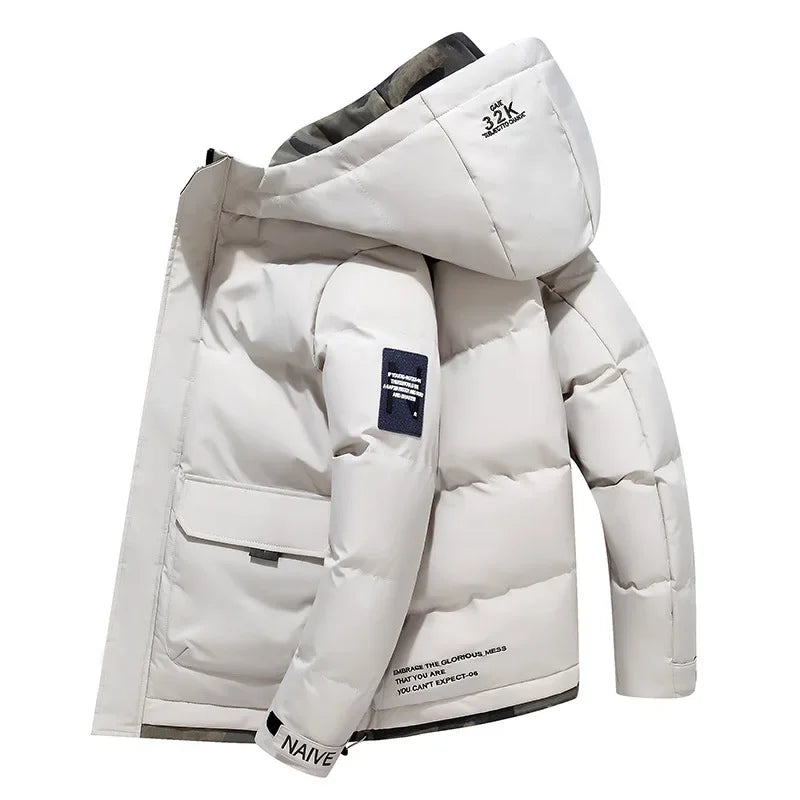 Warm Men's Parka with Fixed Hood – Waterproof Stylish Winter Coat, Comfortable Puffer Coat