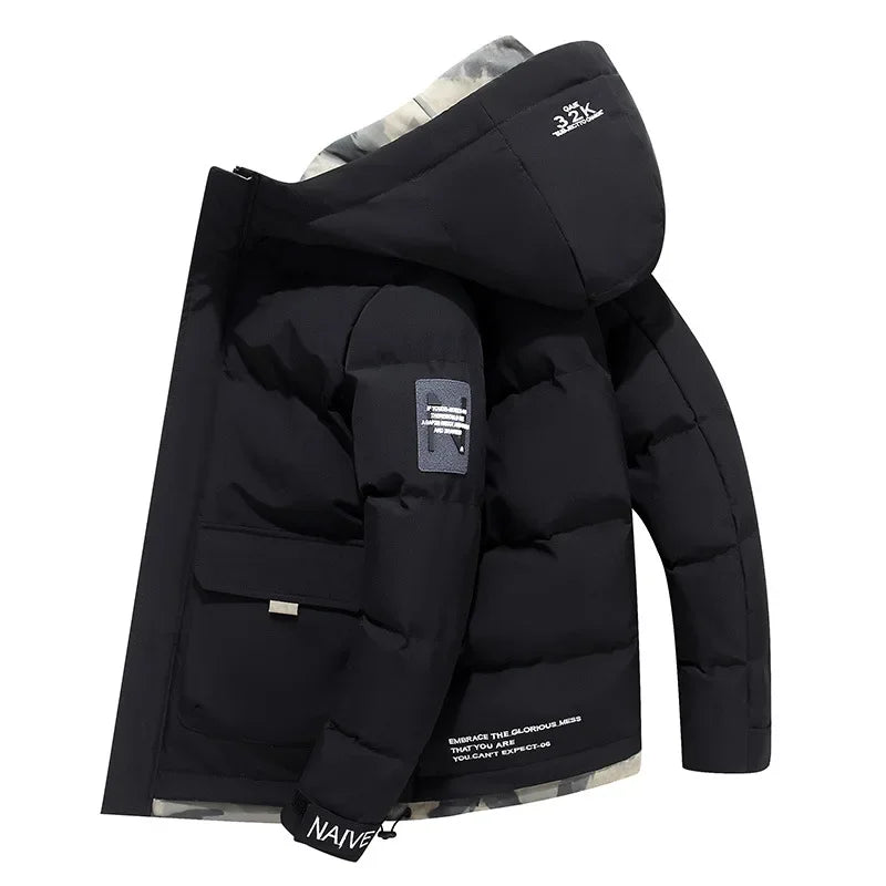 Warm Men's Parka with Fixed Hood – Waterproof Stylish Winter Coat, Comfortable Puffer Coat
