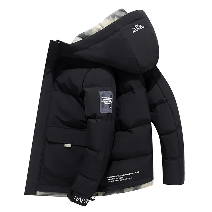 Warm Men's Parka with Fixed Hood – Waterproof Stylish Winter Coat, Comfortable Puffer Coat
