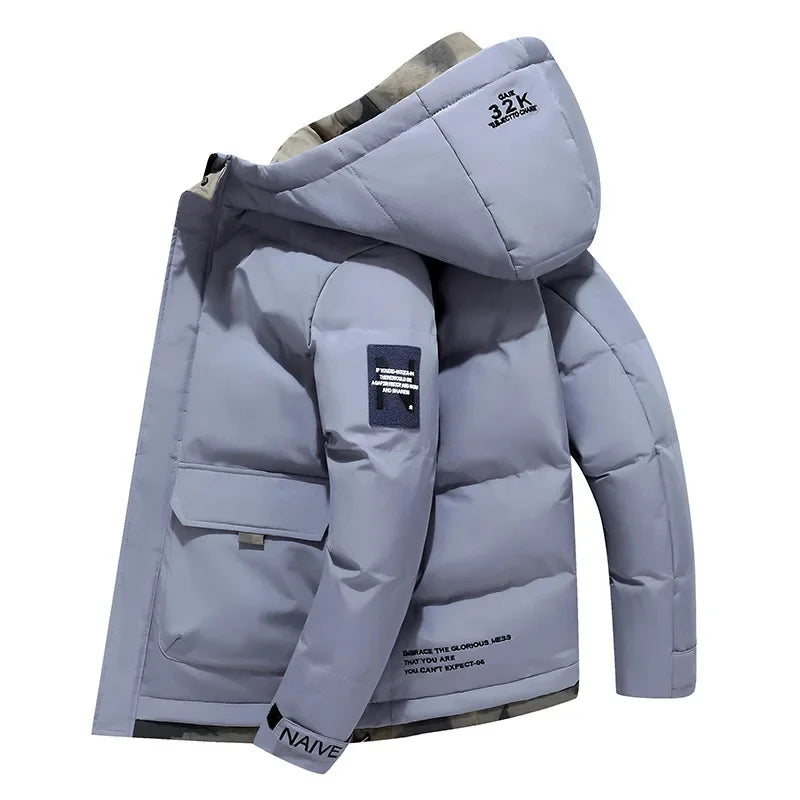 Warm Men's Parka with Fixed Hood – Waterproof Stylish Winter Coat, Comfortable Puffer Coat