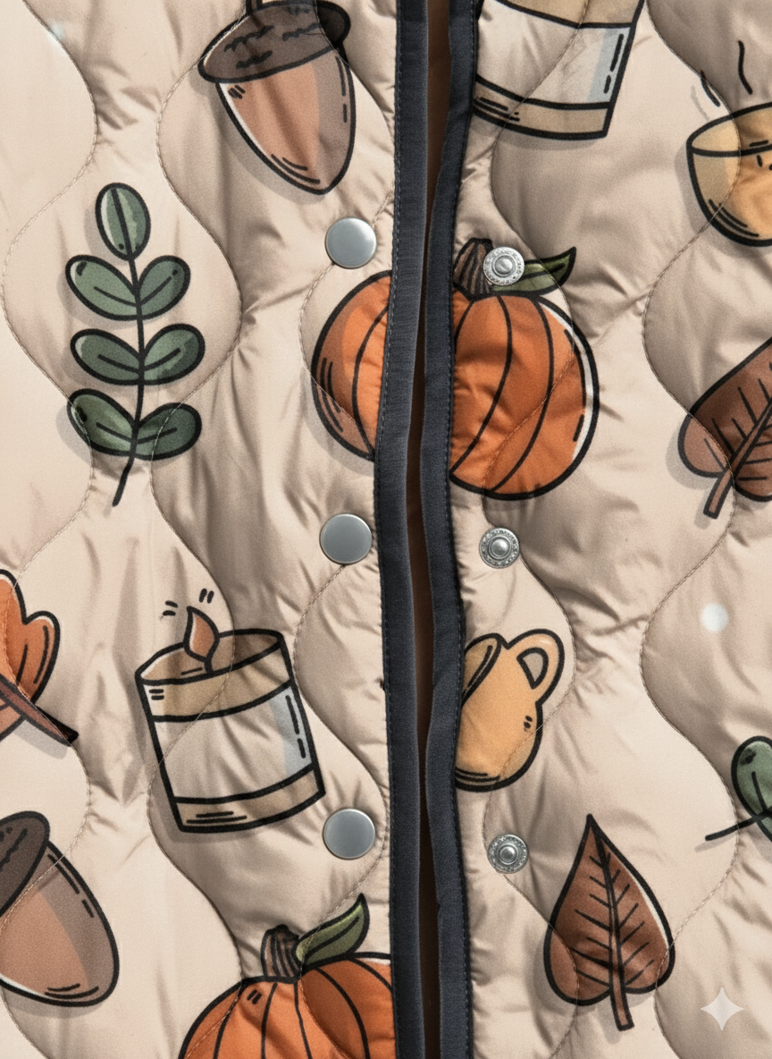 Women's Cozy Autumn Print Quilted Jacket