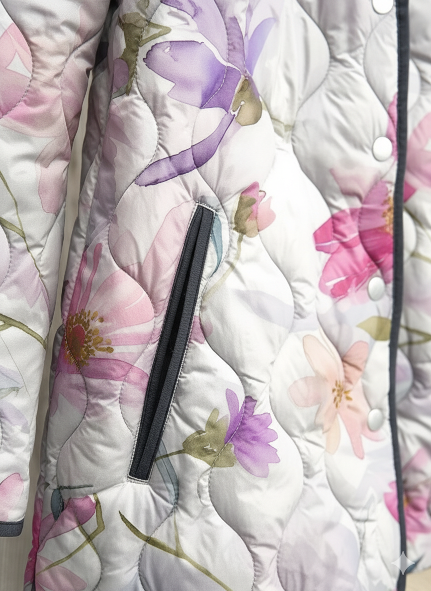 Women's Pastel Floral Print Quilted Jacket