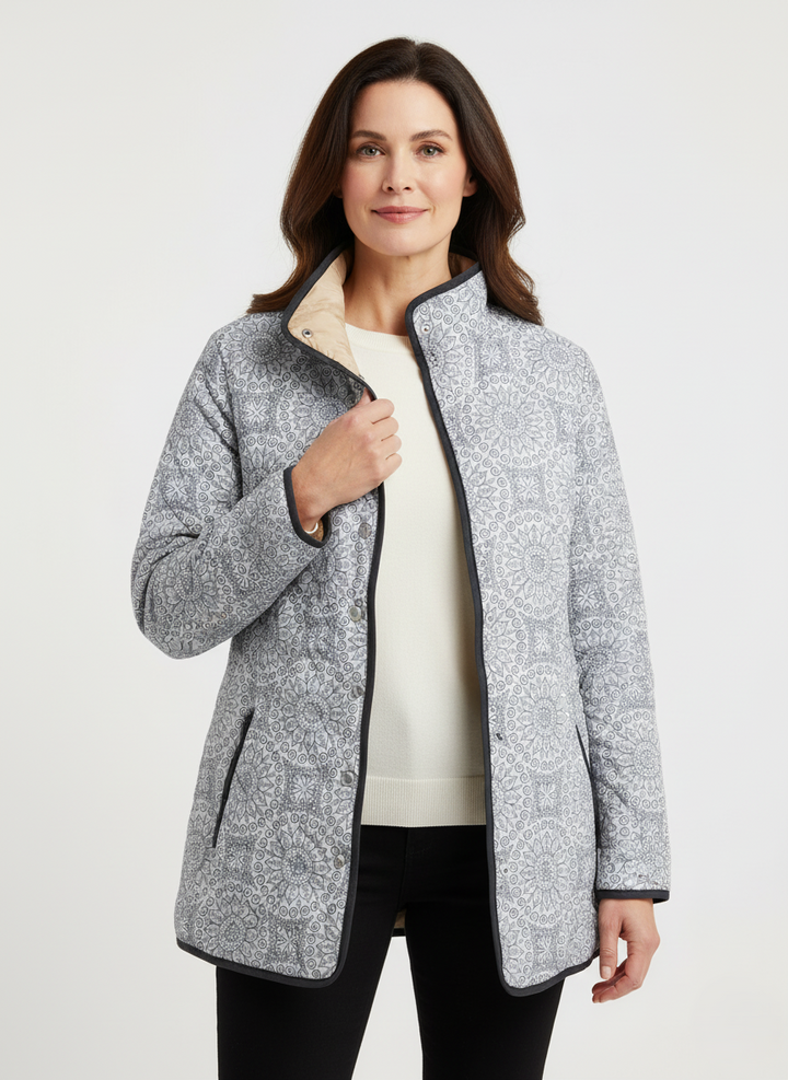 Women's Vintage Geometric Print Quilted Jacket